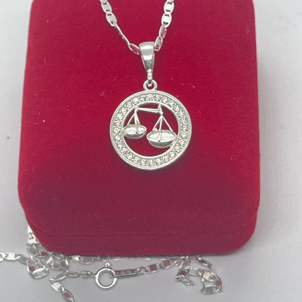 Silver Libra Scales Pendant Necklace - Zodiac Jewelry